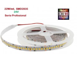 Tira LED 5 mts Flexible 24V 110W 1050 Led SMD 2835 IP20 Blanco Cálido, Serie Profesional IRC >95